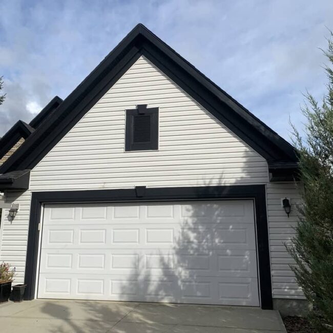 white house with black trim exterior