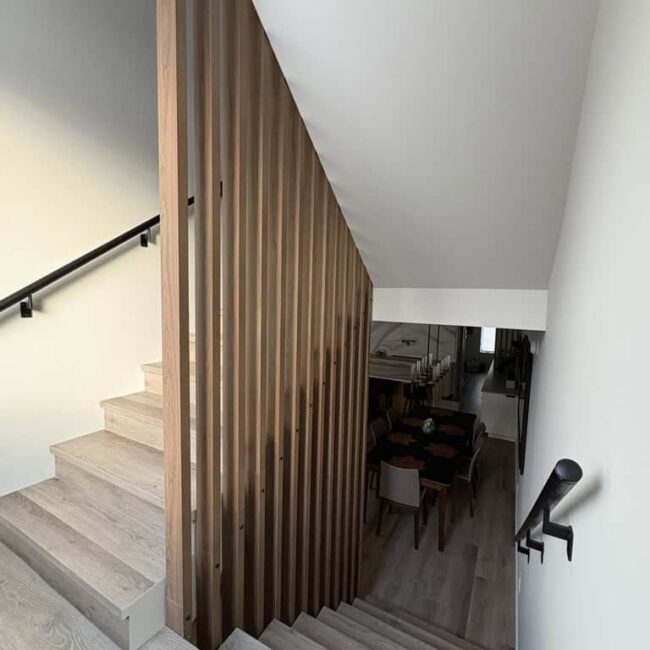 staircase with new white paint