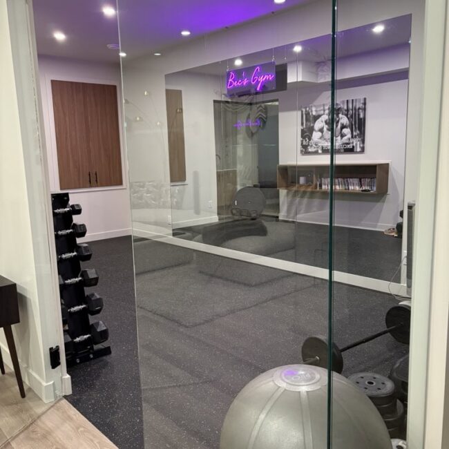 gym area of a house with white walls