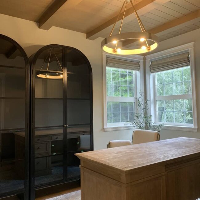 kitchen with storage painted black