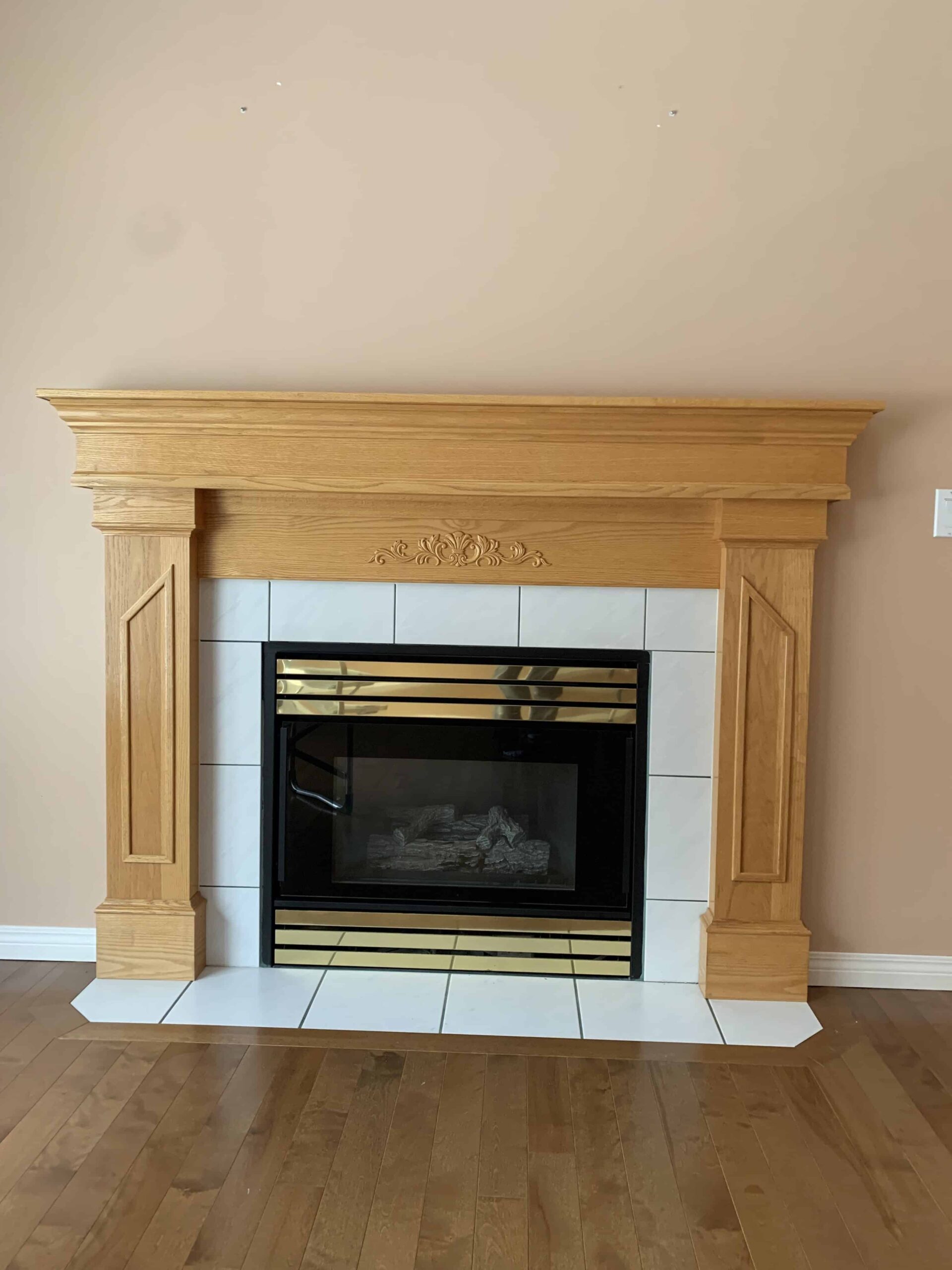 a fireplace in a room