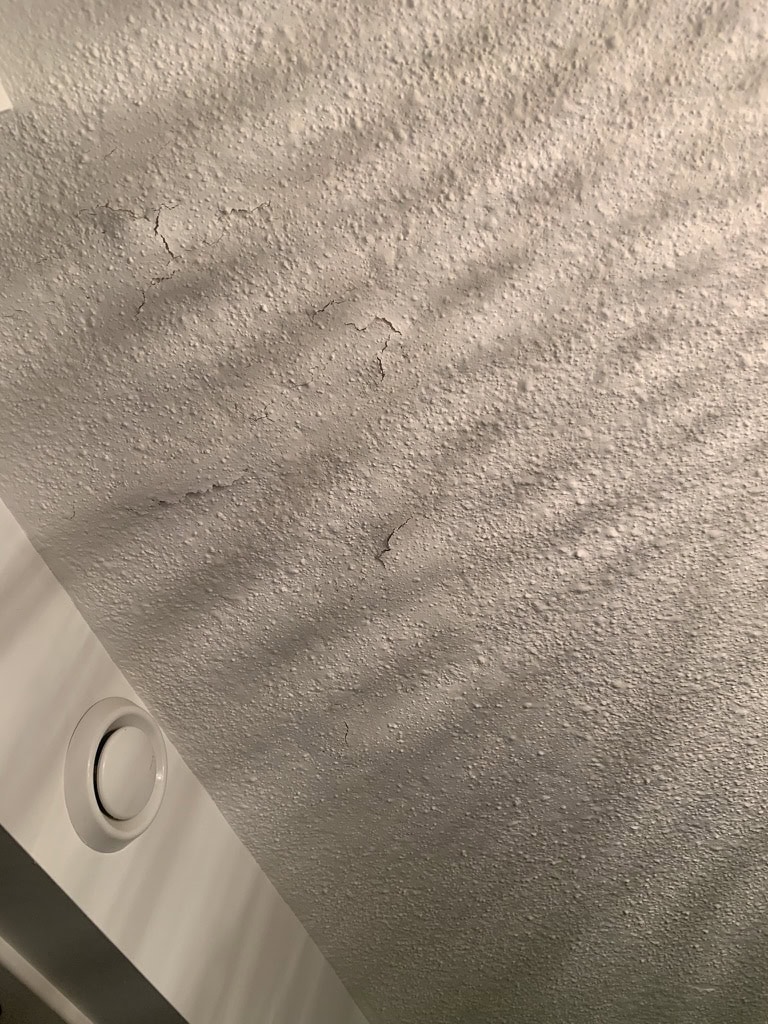 cracked stucco on the ceiling