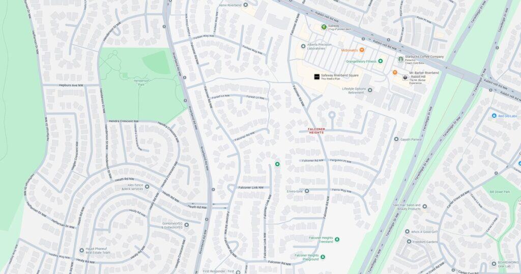 Subway, parks, local businesses, and residential areas on a detailed city map.