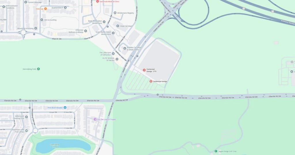 Map of Sunset Park Sports Complex showing parking, pathways, and surrounding green areas in a detailed layout.