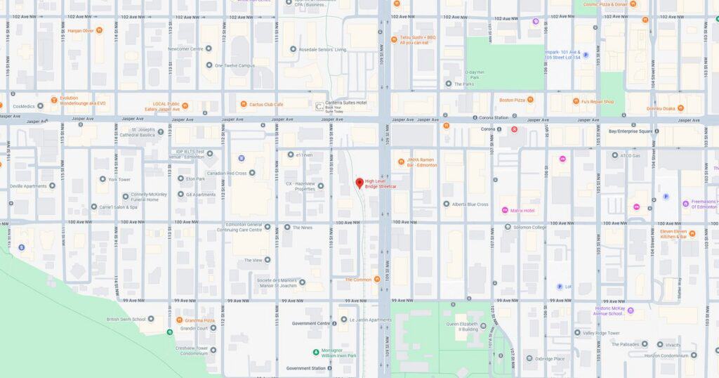 Map of downtown San Francisco highlighting streets, parks, and key locations in the city center.