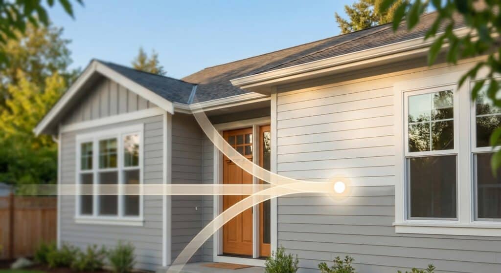 Energy-efficient home with modern windows and siding for sustainable living.