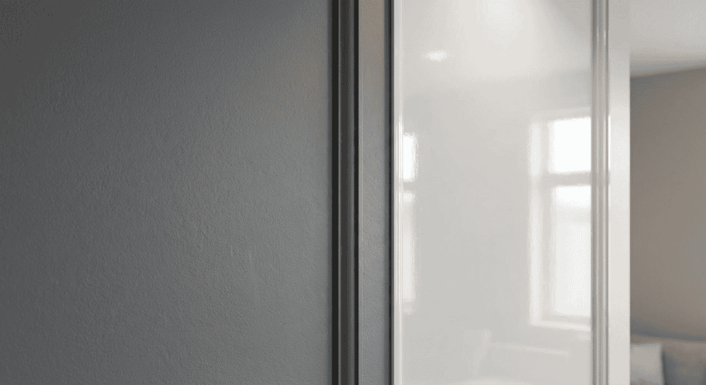 Elegant interior wall with a matte gray surface and clean lines, ideal for contemporary home or office decor.