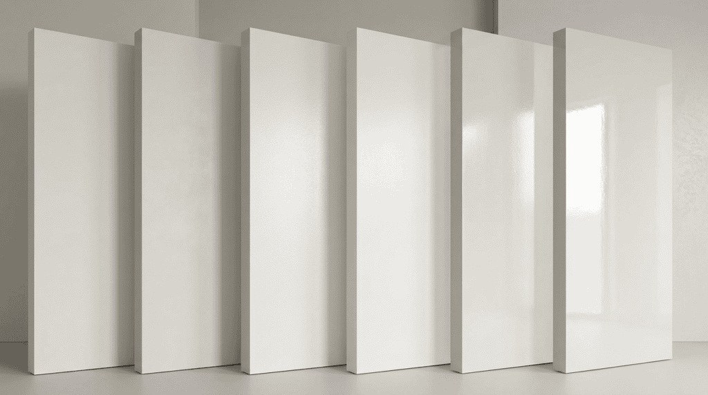 Contemporary white wall panels with sleek, minimalist design in a modern interior setting.