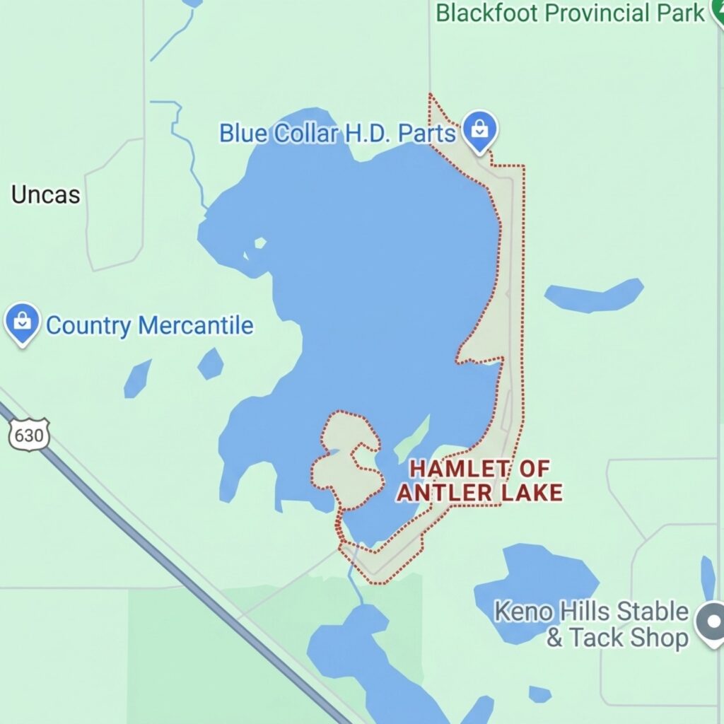 google maps image of Antler Lake, Sherwood Park, AB