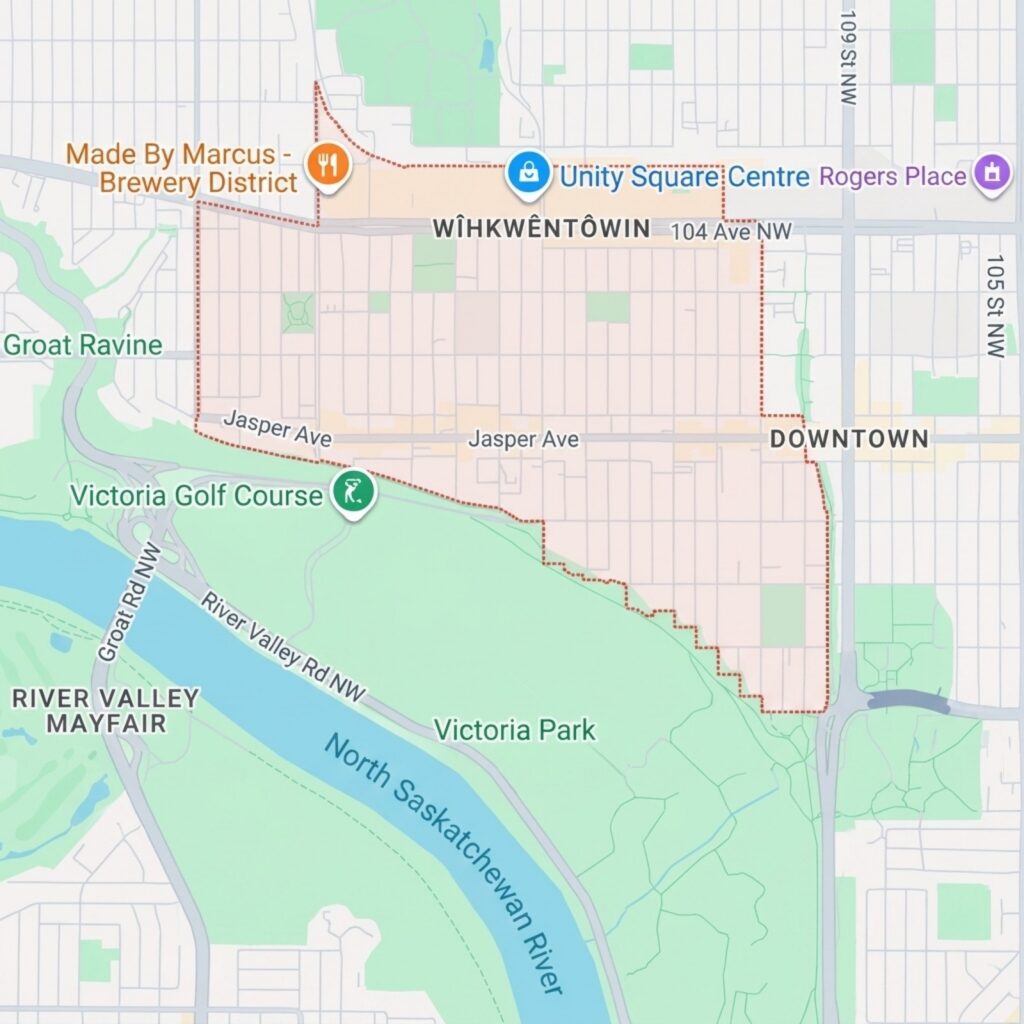 google maps image of Oliver, Edmonton, AB