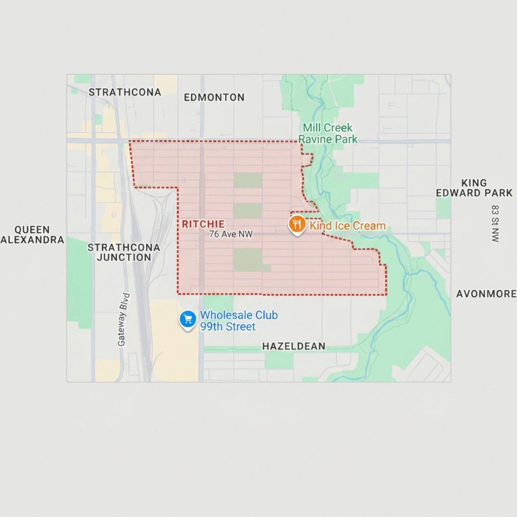 google maps image of Ritchie, Edmonton, AB