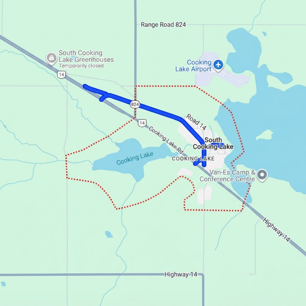 google maps image of South Cooking Lake, Sherwood Park, AB
