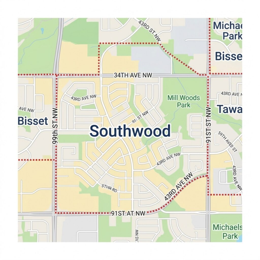 google maps image of Southwood, Edmonton, AB