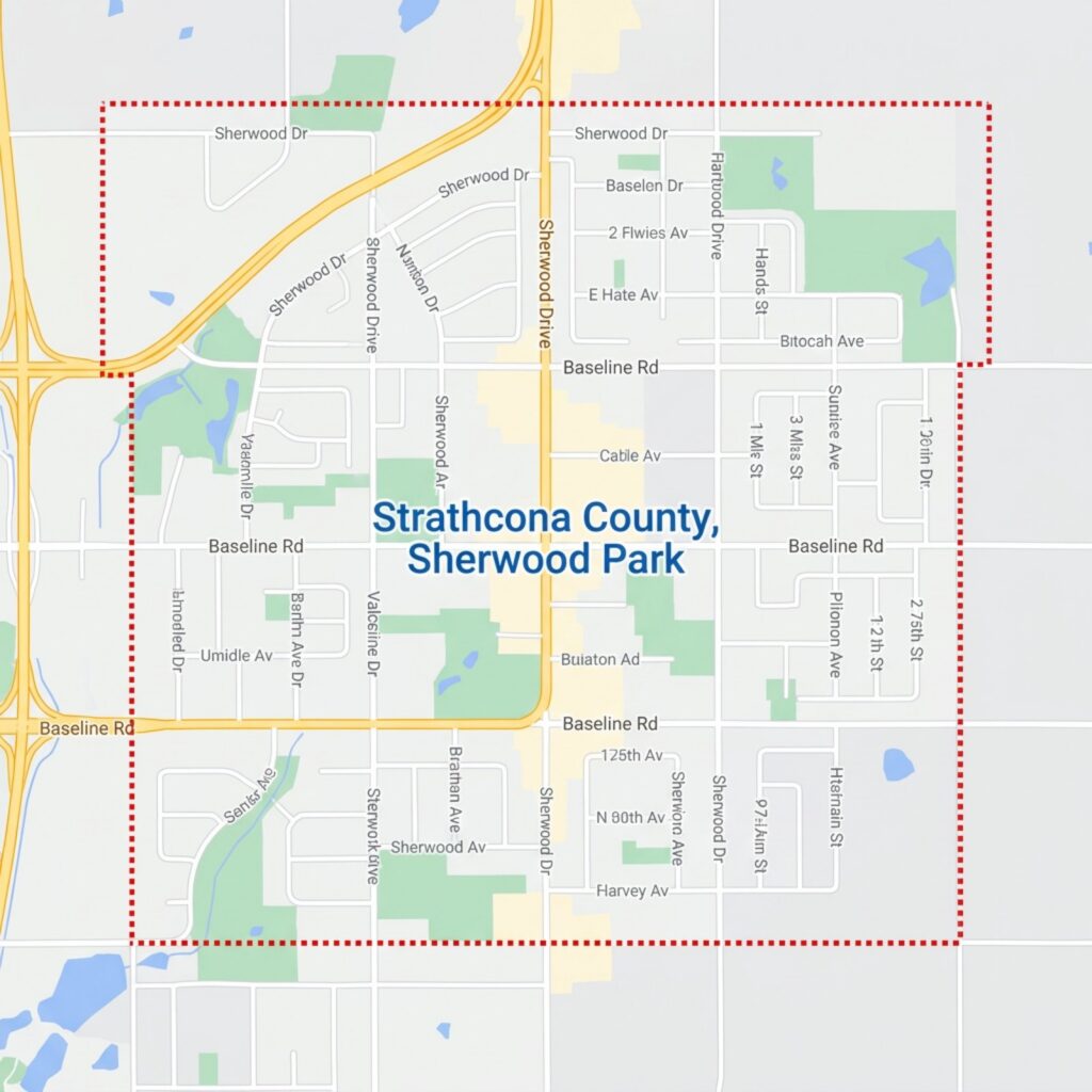 google maps image of Strathcona County, Sherwood Park, AB